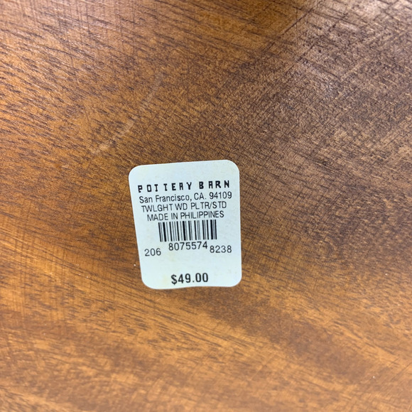 Vintage Pottery Barn Twilight Reclaimed Wood Platter Iron Stand Rustic Farmhouse - Picture 5 of 7